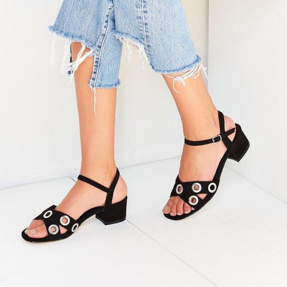 Urban Outfitters Shoes - Black Paule Suede Grommet Heel Sandal