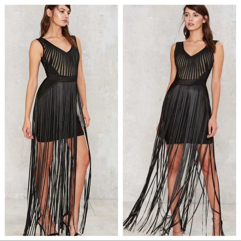 GOLD LABEL Black Strands To Myself Fringe Dress