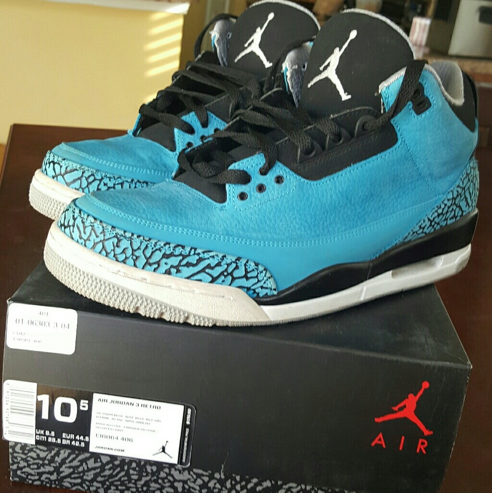 USED Air Jordan 3 Powder Blue