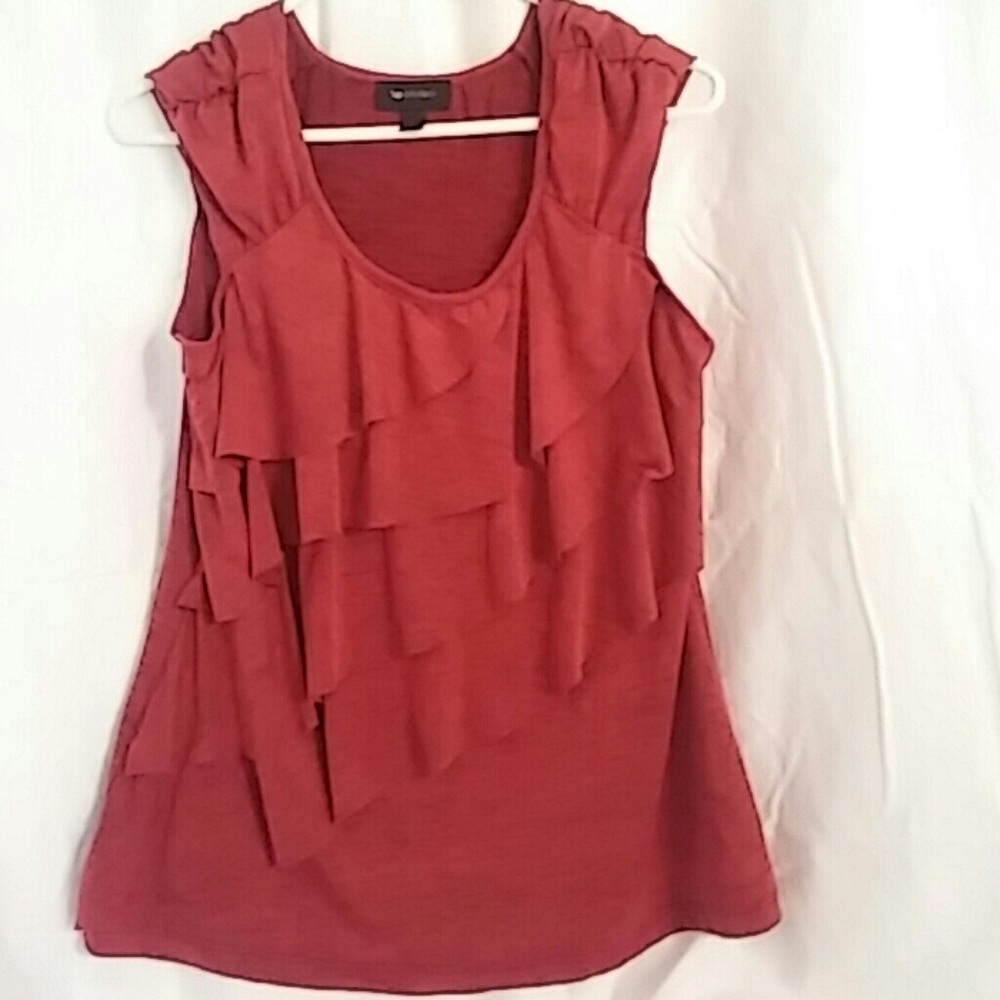 Host Pick ABStudio rust colored ruffle blouse