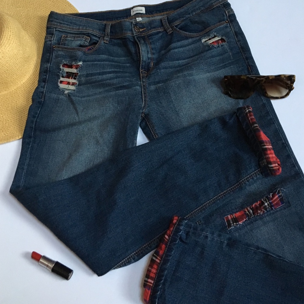 Plaid Boyfriend jeans