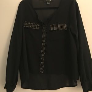 Forever 21 black blouse with gold