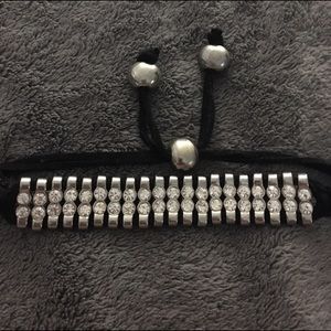 Black & silver w/ rhinestones adjustable bracelet.