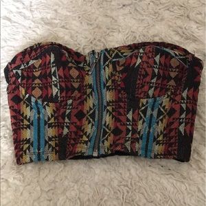 Strapless zip up top