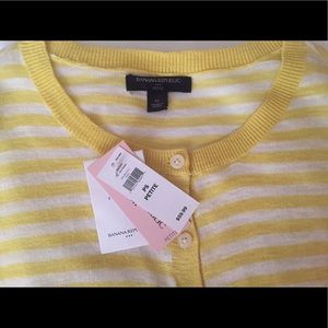 NWT Banana Republic Cardigan White/Yellow stripes
