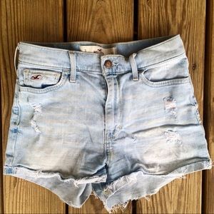Hollister High Rise Light Wash Shorts