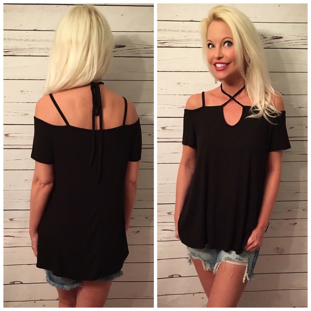 Bamboo fabric halter style strappy top - Picture 2 of 3
