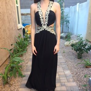 Black and Gold worn once prom dress