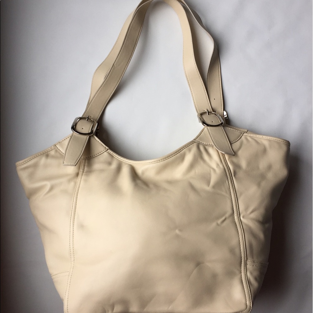 Handbag manmade beige