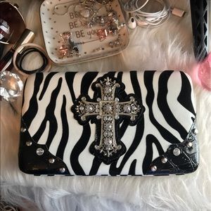 Zebra boho bling wallet