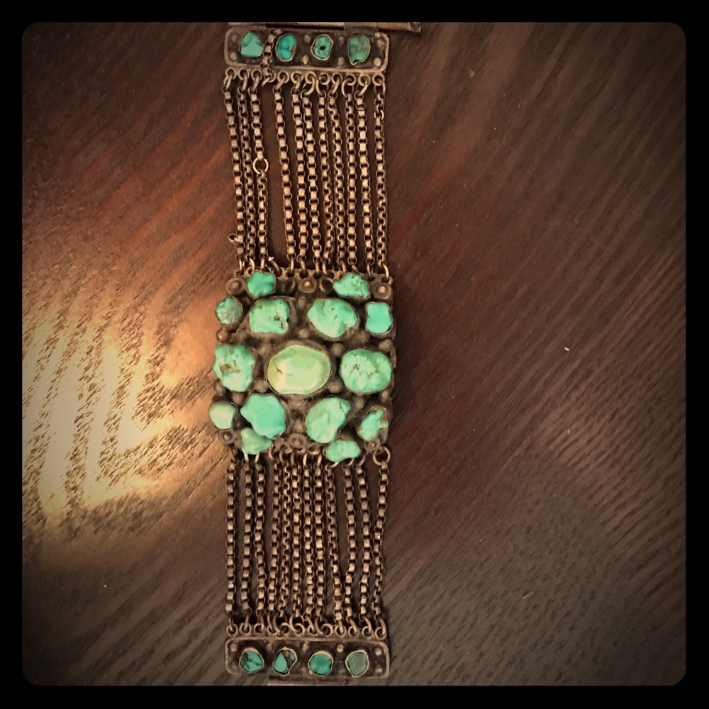 Authentic Tribal Turquoise and Silver Bracelet