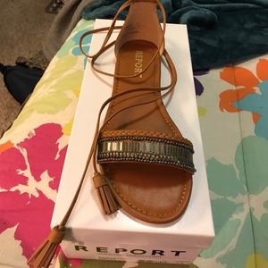 NEW Greek Wraparound ankle sandals by Report