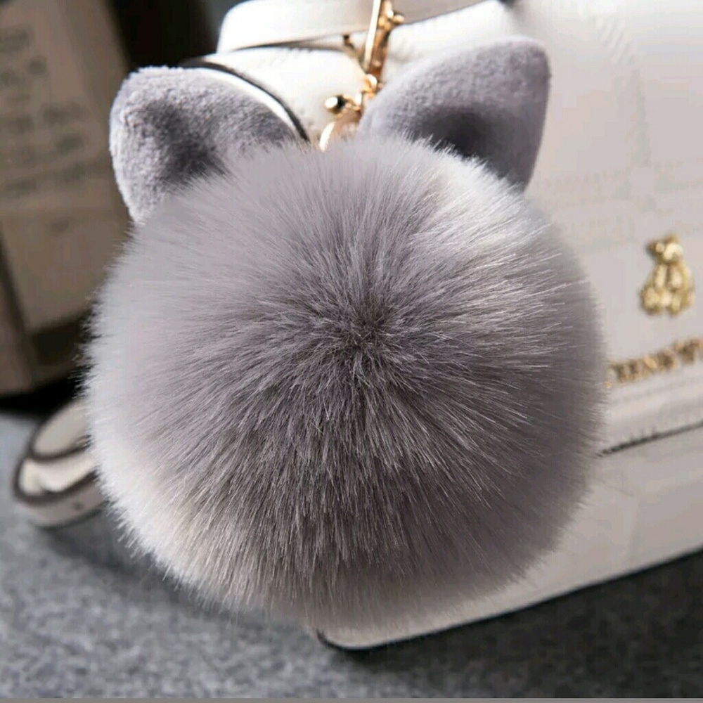 Bunny pom pom purse charm/ key chain