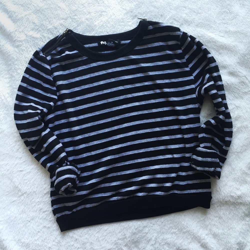 Planet Gold Black and Grey Striped Longsleeve