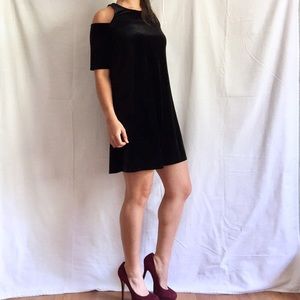 BCBGeneration velvet cutout cold shoulder dress