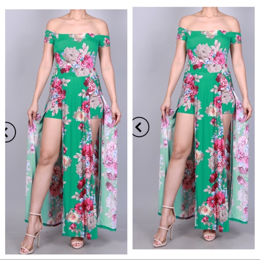 Floral Shorts Maxi Dress