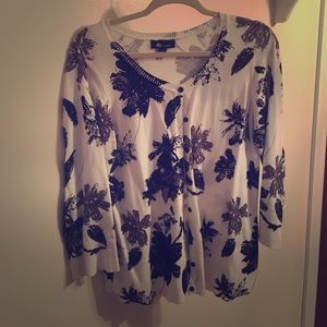 Black & white floral cardigan