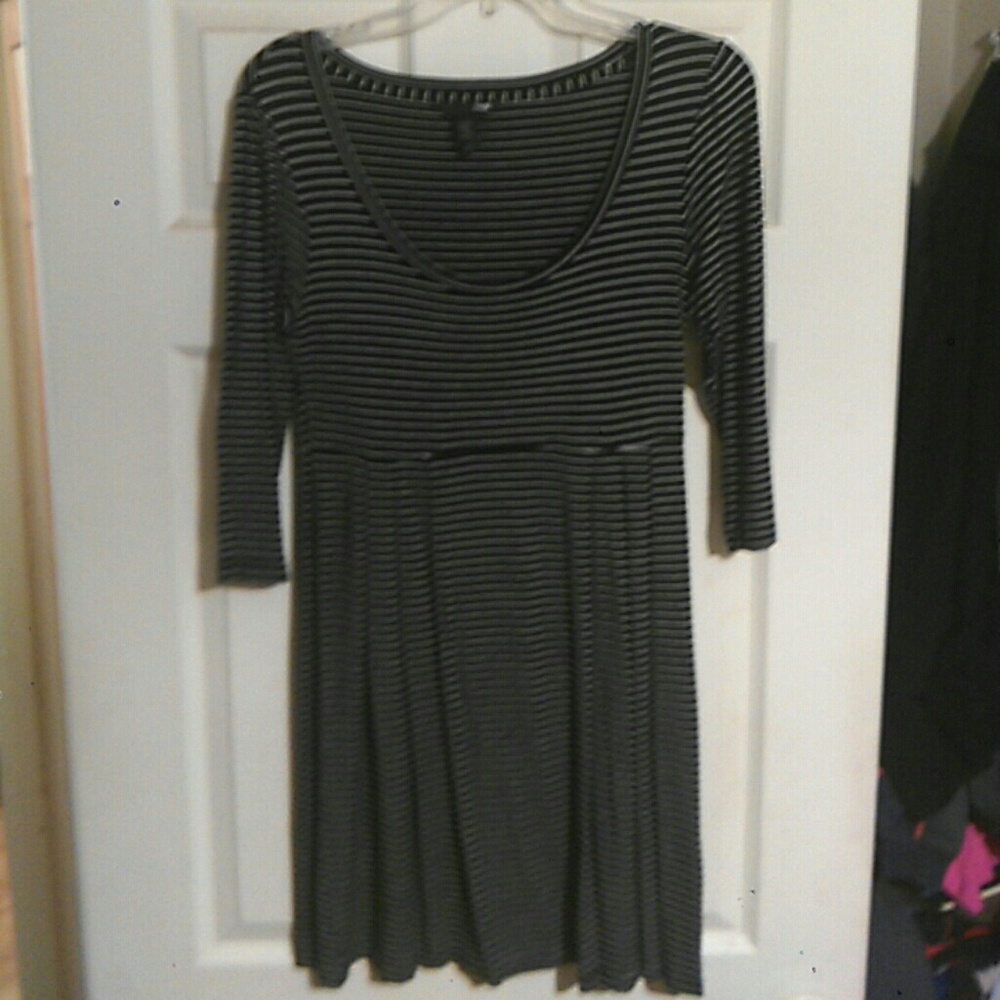 Black and white striped dress