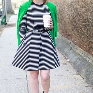 Black and White Striped Pleated Gap Dress