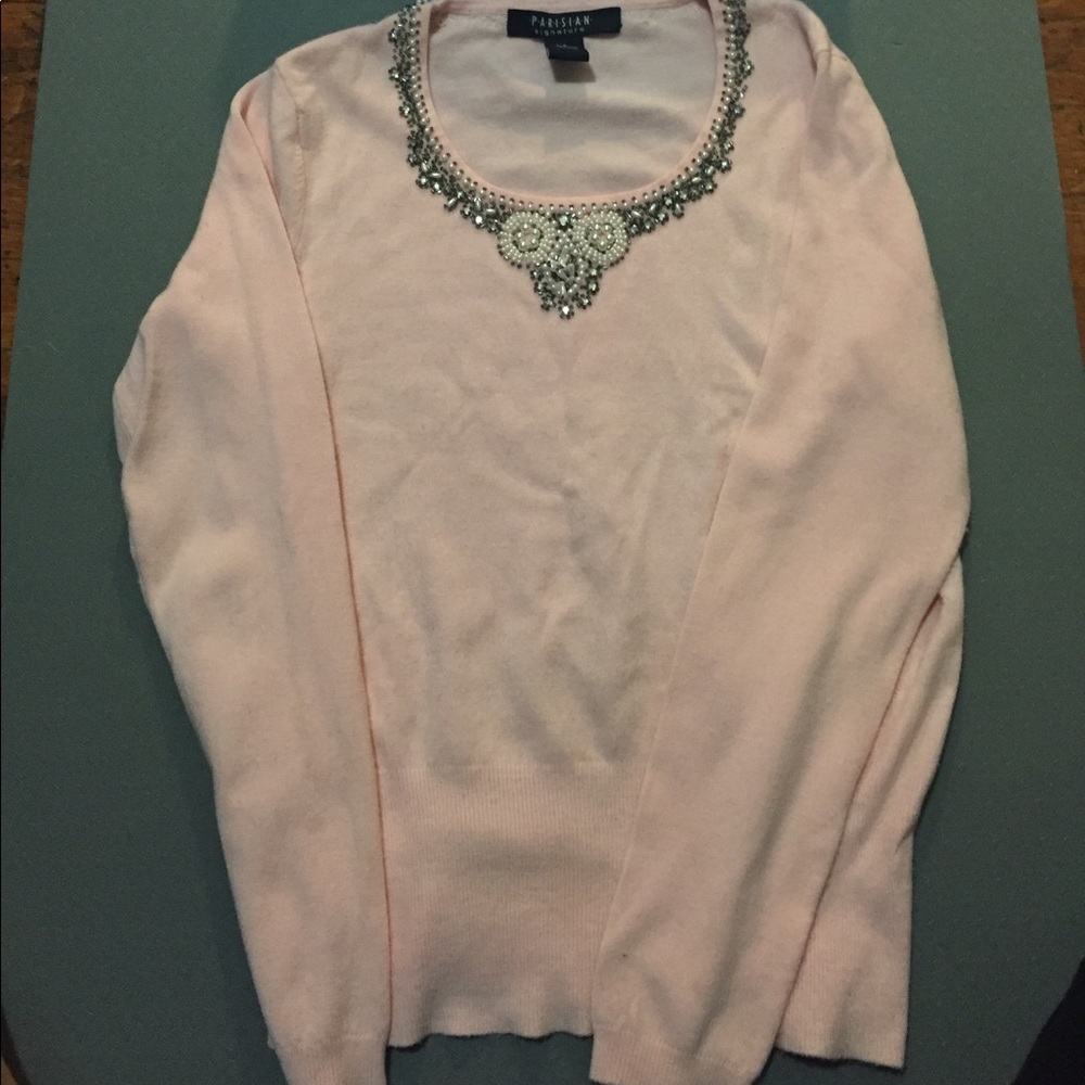 Parisian Embroidered pink sweater
