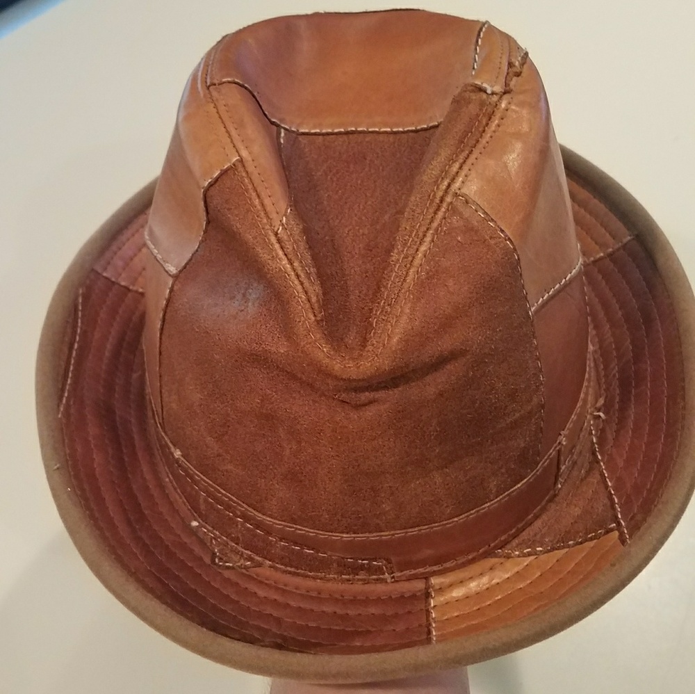 Men's patchwork leather fedora