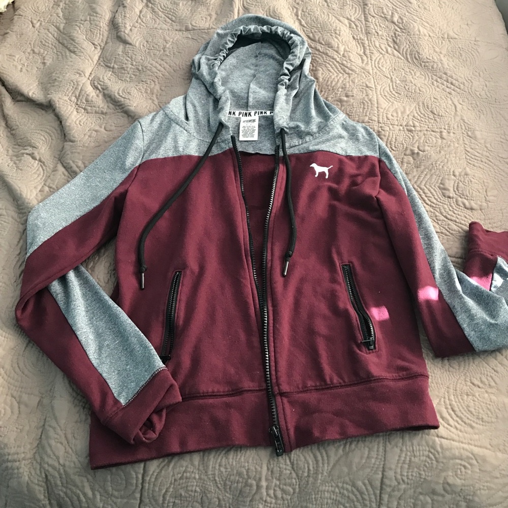 Pink gray & burgundy Hoodie