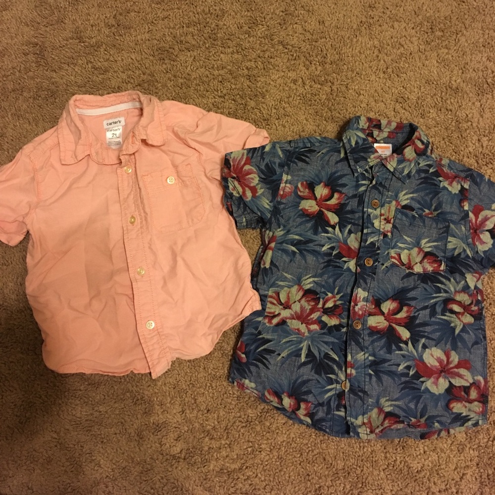 2T button down short sleeve shirts