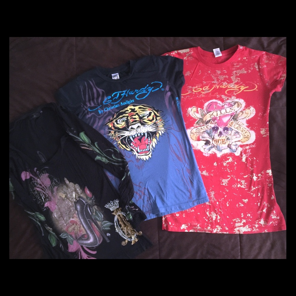Set of 3 Ed Hardy and Christian Audigier T-Shirts