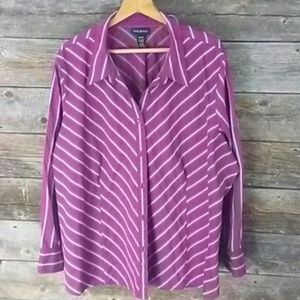 Lane Bryant 26/28 Striped Button Down Blouse