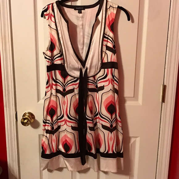 Pink, brown and white Bebe sundress - Picture 1 of 4