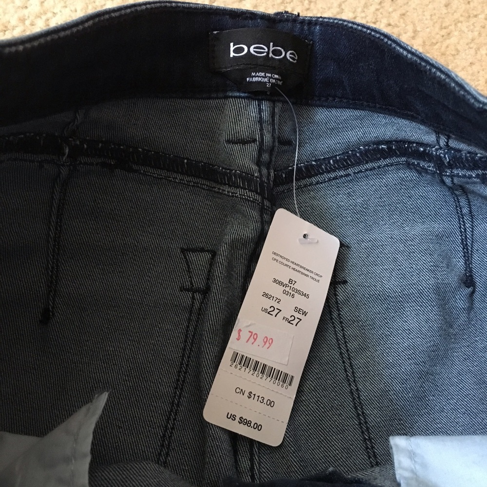 SOLD Bebe distressed/ripped skinny jeans - Picture 3 of 4