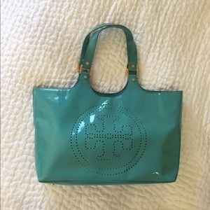Authentic Tory Burch patent leather logo Tote