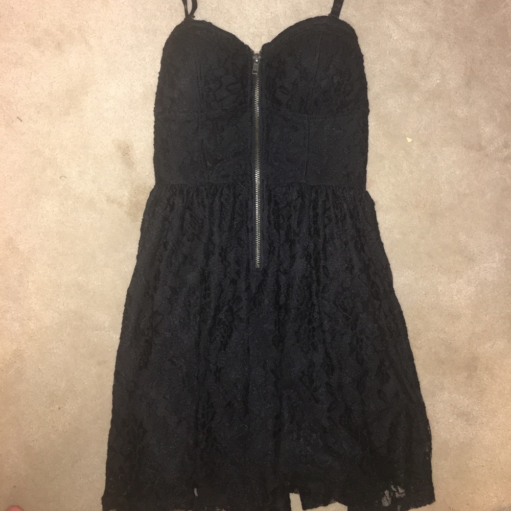 black lace mini dress