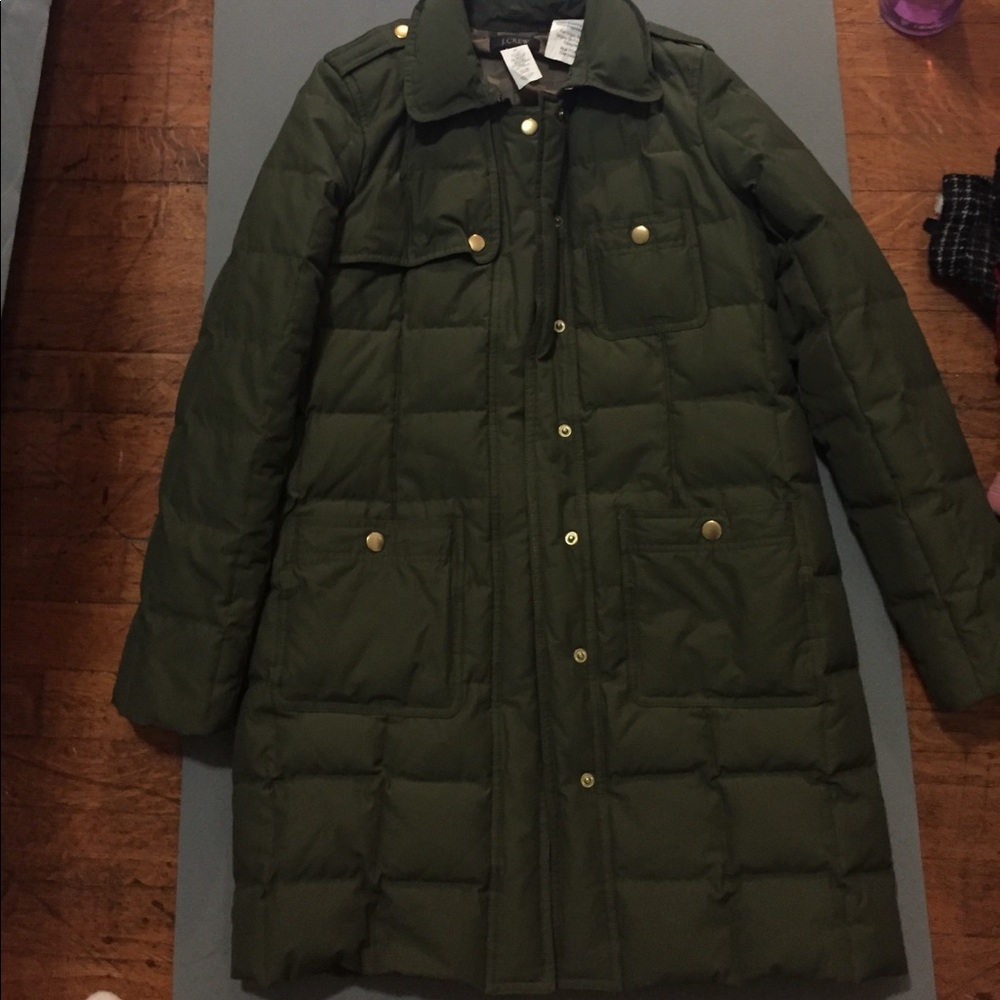 J Crew green puffer