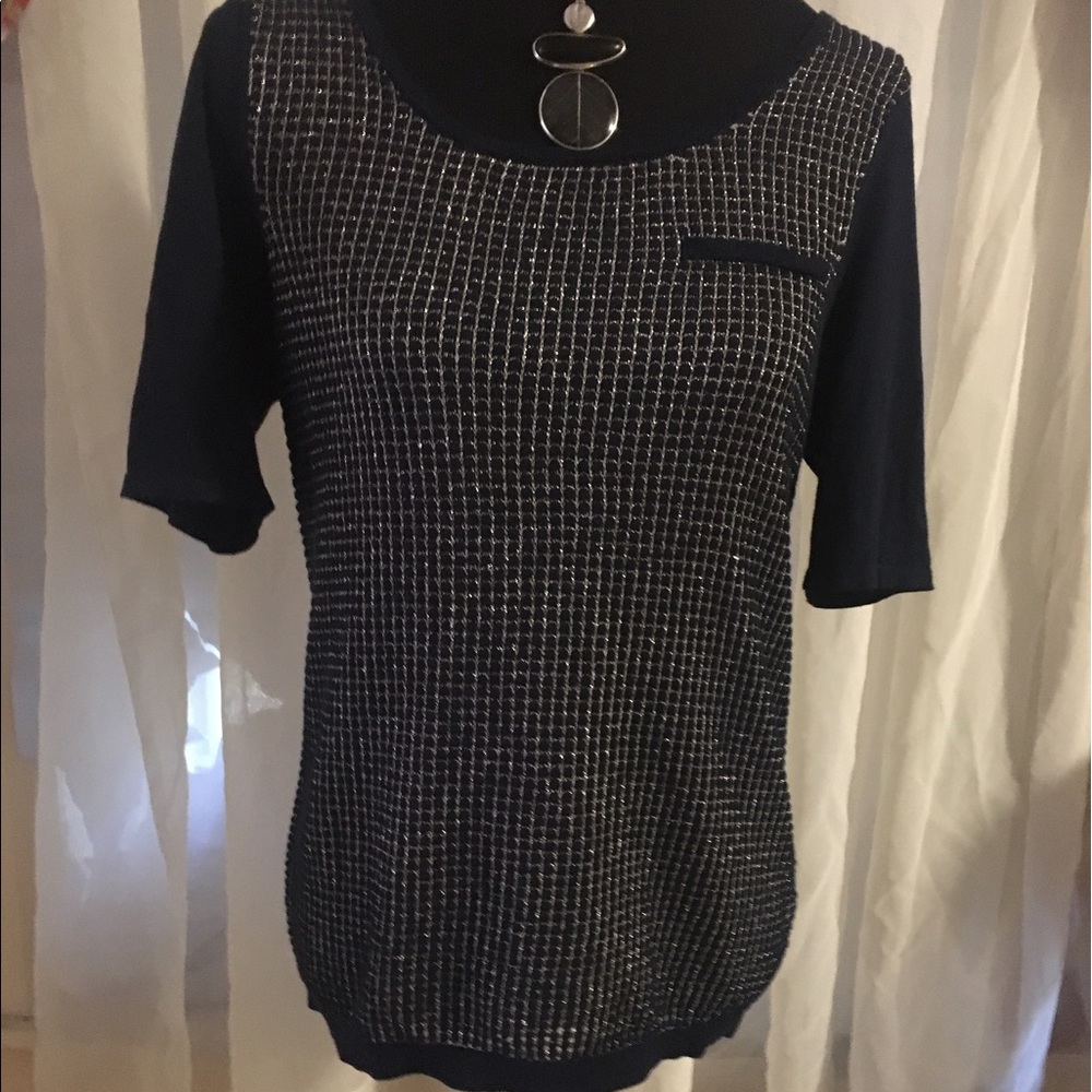 🌟ANTONIO MELANI SHIRT WITH SILVER ACCENT ON NAVY