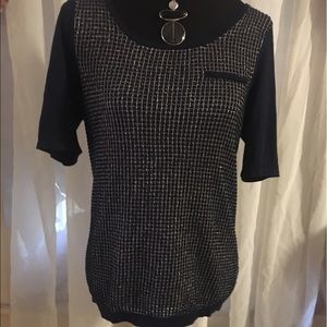 🌟ANTONIO MELANI SHIRT WITH SILVER ACCENT ON NAVY