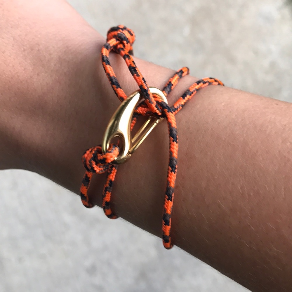 New UNiSEX Orange Black Rope Wrap Around Bracelet