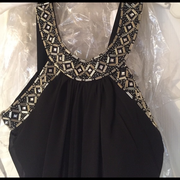 David's Bridal Black Dress with Beaded Neckline - Picture 2 of 4