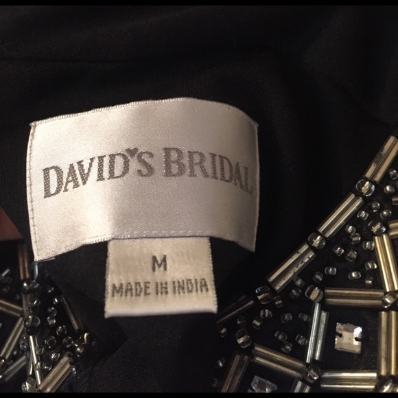 David's Bridal Black Dress with Beaded Neckline - Picture 3 of 4