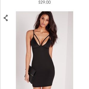 strappy scuba bust cup bodycon dress black