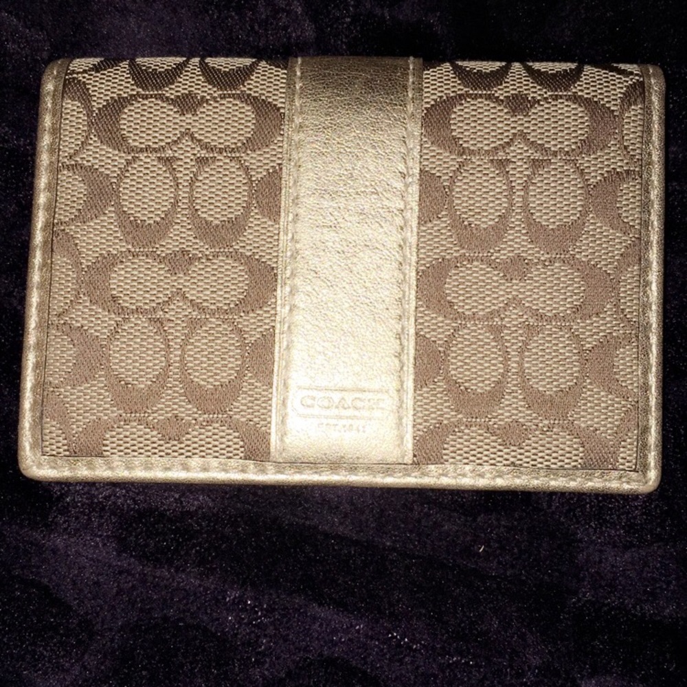 Gold Coach Mini Card Wallet - Authentic