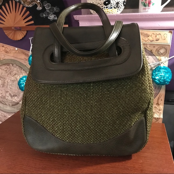 JR Florida Handbags - JR Florida vintage leather tweed green purse bag
