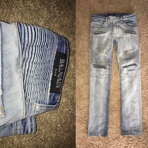 Mens Balmain Biker Skinny Jeans