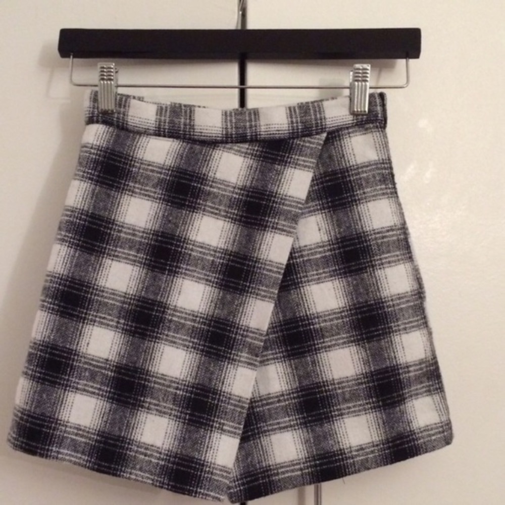 High waist checker skort