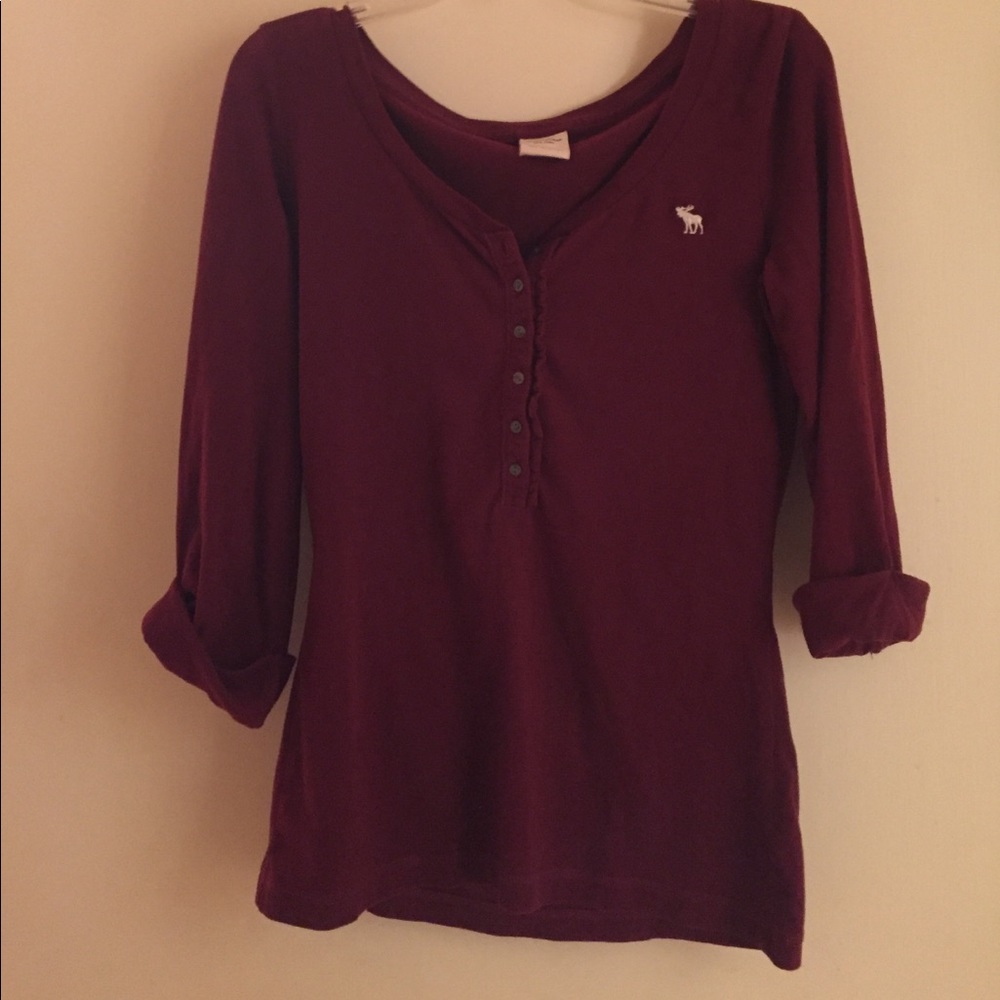 Abercrombie XL Three Quarter Sleeved Maroon Shirt