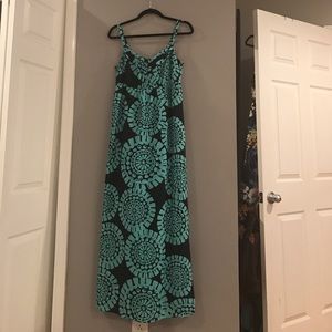 NWT LOFT navy/teal maxi dress