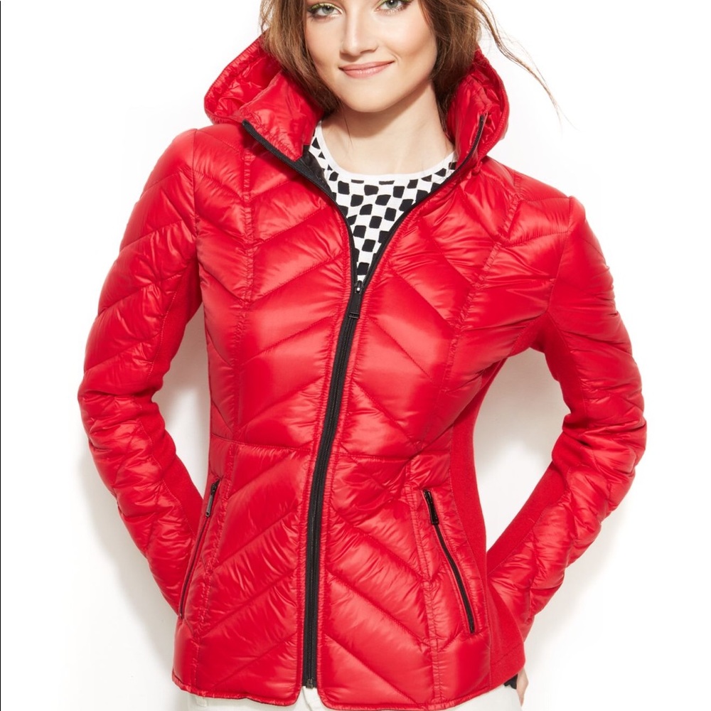 BCBG Generation red down puffy jacket