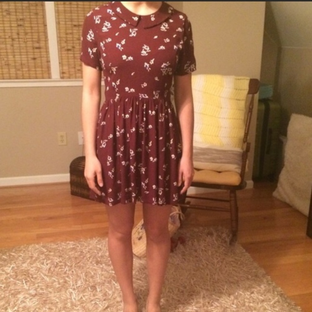 Floral burgundy dress