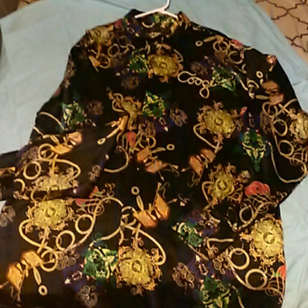 Coogi 100% silk men's button-down dress shirt