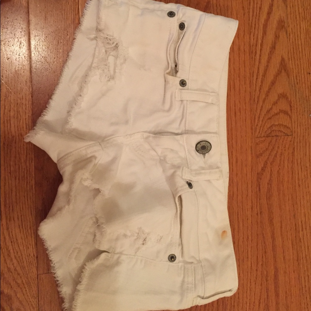 White Shredded American Eagle Shorts
